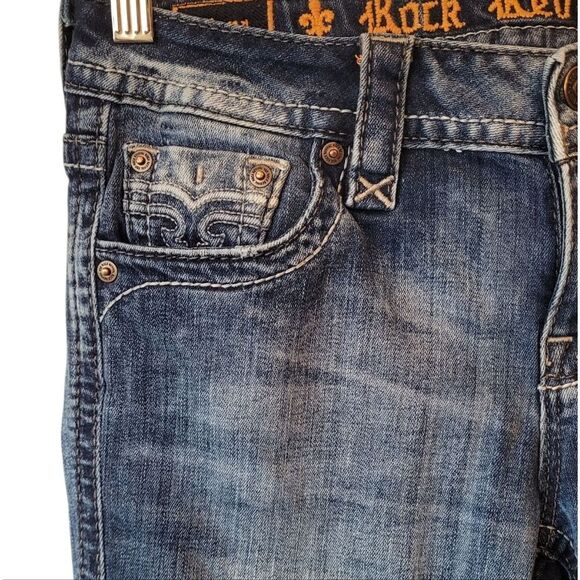 Rock Revival Women's Dark Wash Muna Mid Rise Skinny Jeans Size 26 - Picture 6 of 8